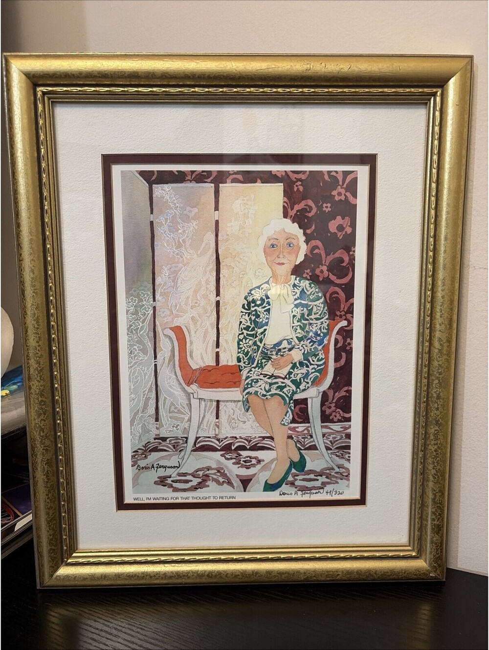 Doris A Ferguson Framed & Matted Watercolor Art Print Vintage 13x16 SIGNED